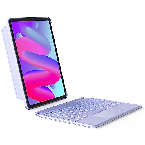 Inateck Tastatur Hülle Kompatibel mit iPad Air 5/4,iPad Pro 11 Zoll 4/3/2/1,Hoch-/Querformat Ständer,Abnehmbare Touchpad mit 7-Farbiger Hintergrund Beleuchtung,QWERTZ-Layout, KB04111 (lila) von Inateck