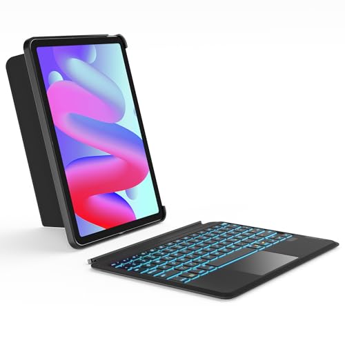 Inateck Tastatur Hülle Kompatibel mit iPad Air 5/4,iPad Pro 11 Zoll 4/3/2/1,Hoch-/Querformat Ständer,Abnehmbare Touchpad mit 7-Farbiger Hintergrund Beleuchtung,QWERTZ-Layout, KB04111 von Inateck