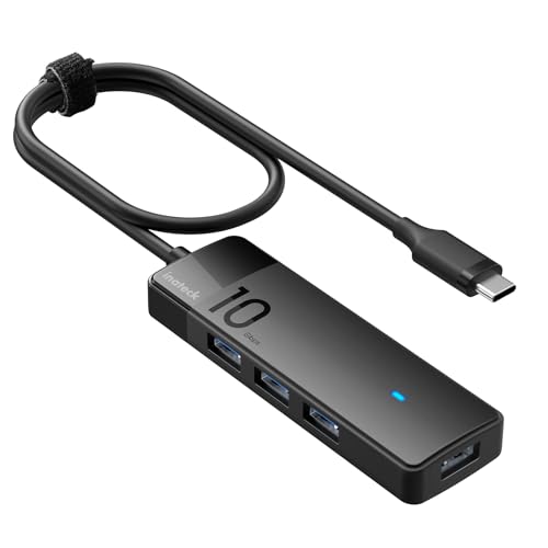 Inateck USB C Hub, USB 3.2 Gen 2 USB C Hub mit 4 USB A Anschlüssen, 10Gbps, 50cm Kabel, Kompatibel mit Windows 7/8/10/11, Linux, Mac OS von Inateck
