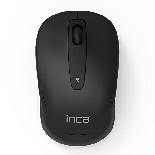inca IWM-331RS Kabellose Leise Funkmaus – 2,4 GHz, 800/1600 DPI, Ergonomisches Beidseitiges Design, Silent-Tasten, Nano-USB-Empfänger, 10 m Reichweite, Schwarze von İnca