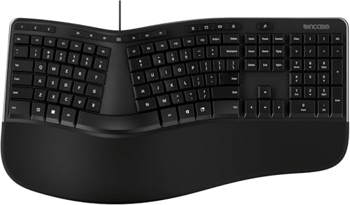 Incase Ergonomische Tastatur – entworfen von Microsoft – Raffiniertes ergonomisches Design, integrierte Tastenkombinationen, geschichtete Handballenauflage für erhöhte Handgelenkstütze, integrierter von Incase