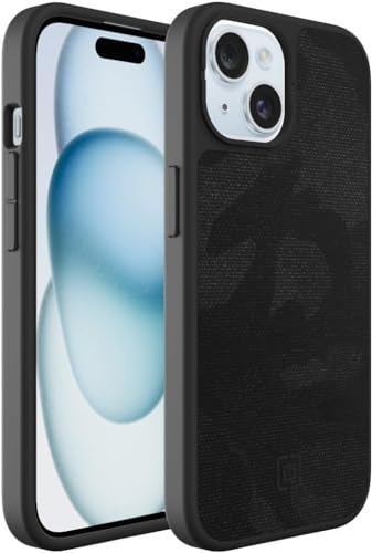 Incipio Cru. iPhone 15, iPhone 14 & iPhone 13 Hülle, Fallschutz, kabellos & 5G kompatibel, plastikfreie recycelte Verpackung & MagSafe kompatibel (Black Camo) von Incipio