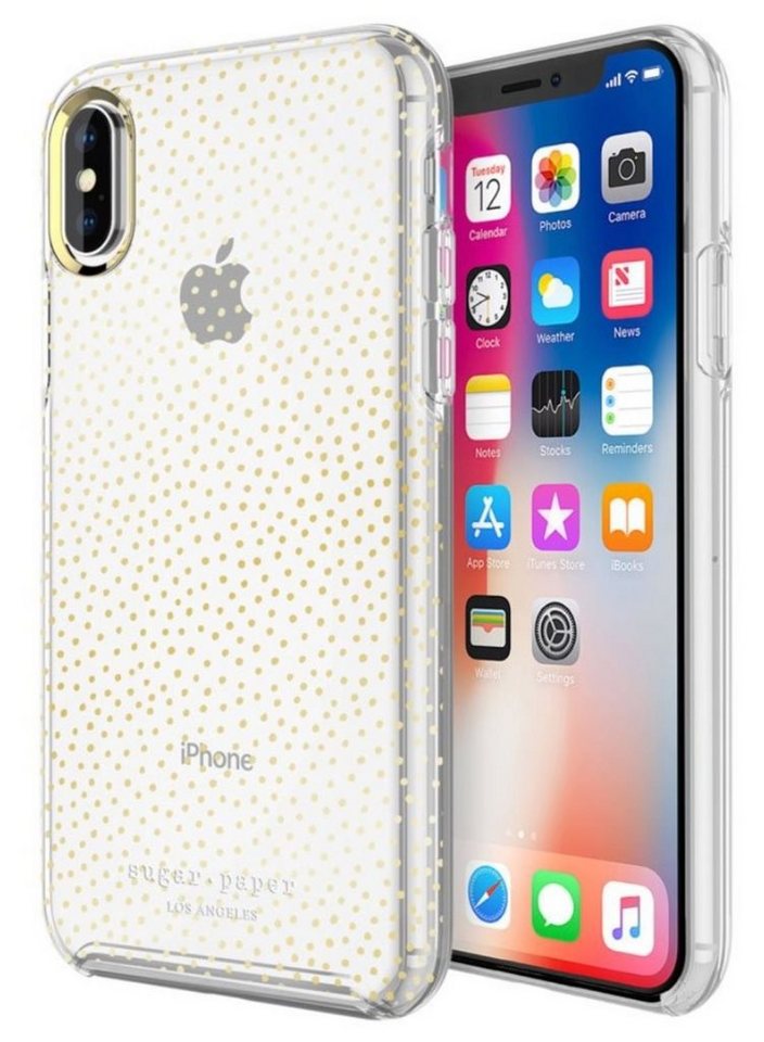 Incipio Handyhülle Handyhülle Sugar Paper LA Cover Dot Clear Gold, für Apple iPhone X/Xs Glitzer von Incipio