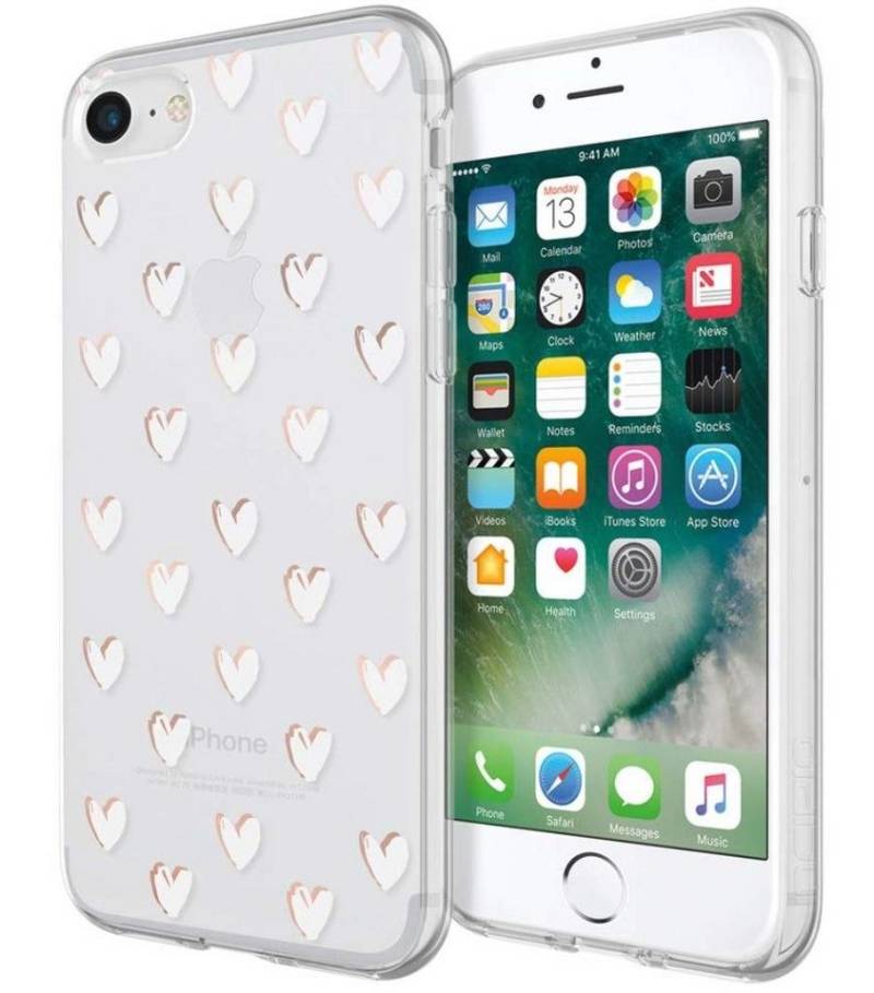 Incipio Handyhülle Incipio Design Series Cover Lovestruc Herzen Herz Glitzer TPU Case Schutz-Hülle Tasche Schale Bumper für Apple iPhone 7 8 SE 2020 2. Generation 11,94 cm (4,7 Zoll), Klar mit Herz Motiv von Incipio