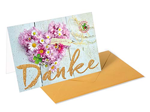 Goldstückchen Grußkarte / Glückwunschkarte Danke - Herz aus Blumen von Inconnu