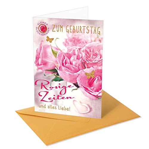 Goldstückchen Grußkarte / Glückwunschkarte zum Geburtstag - Rosa Rosen von Komma³