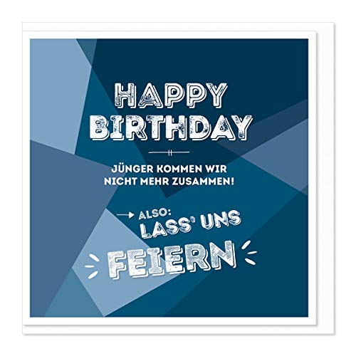 Grußkarte "Wünsche im Quadrat" Geburtstag Herren - Lass uns feiern - blau von Inconnu