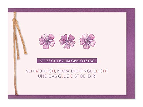 "Naturzauber" Karte zum Geburtstag kleine drei Blüten/quer von Inconnu