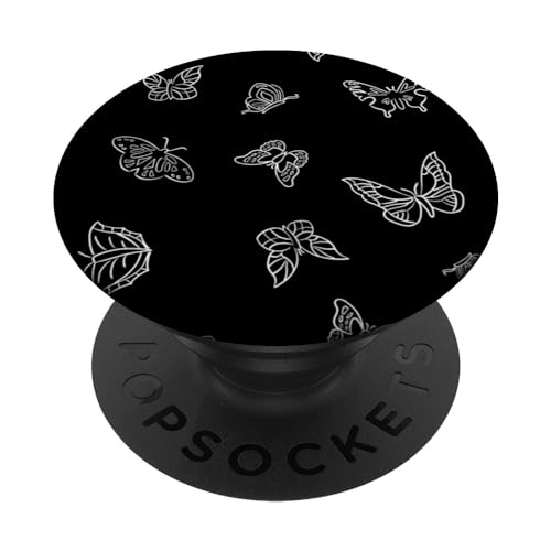 Schmetterlinge Muster | Schmetterling - Natur | Schwarz Weiß PopSockets mit austauschbarem PopGrip von Incubuss Fashion