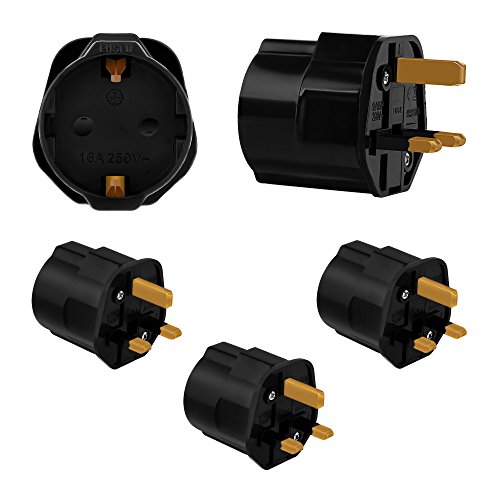 Incutex 3X Reisestecker UK GB England Travel Adapter EU Schuko 2-Pin auf UK 3-Pin Reise Steckdosenadapter Typ G, schwarz von Incutex