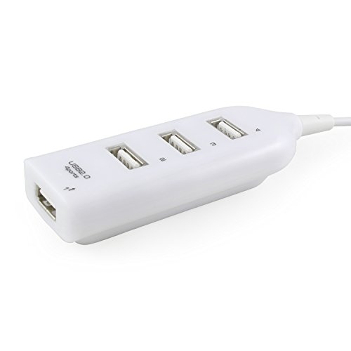 Incutex 4 Port USB 2.0 Mini Hub USB Verteiler ohne Netzteil für Notebook Laptop PC Mac in weiß von Incutex