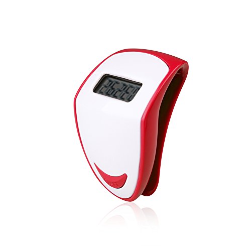 Incutex Schrittzähler, Pedometer, Stepcounter, Kalorienmesser, Schrittmesser, Entfernungsmesser, Rot - Weiß von Incutex