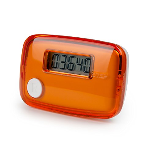 Incutex Schrittzähler, Stepcounter, Pedometer, LCD Display, Kalorienmesser, Schritt- und Entfernungsmesser, Orange–Weiß von Incutex
