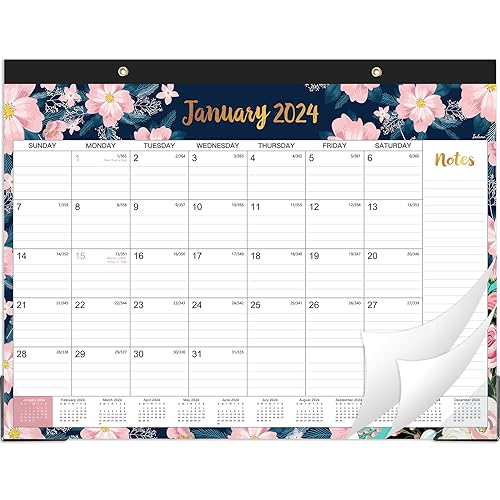 Schreibtischkalender 2024 – Kalender 2024 von Januar 2024 - Dezember 2024, Einband 12 Monate großer Monatskalender, 55,9 x 43,2 cm, Schreibtischunterlage, große linierte Blöcke, bester von Indeme