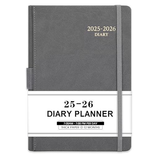 Terminplaner 2025-2026 - A5 Terminplaner 2025-2026 Tag pro Seite, von Juli 2025 bis Juni 2026, mit Kunstledereinband, Monatliche Registerkarten, Innentasche, 14,3 x 21 cm, Grau Terminplaner 2025-2026 - A5 Terminplaner 2025-2026 Tag pro Seite, von Juli 2025 bis Juni 2026, mit Kunstledereinband, Monatliche Registerkarten, Innentasche, 14,3 x 21 cm, Grau von Indeme