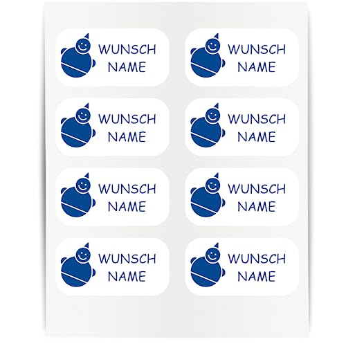 Namensaufkleber - 23x12mm für Wäscheetiketten - 60 Stück - blau - Kasper - Kleidung Namen Aufkleber Textilien - Schulkleidung Kleidungsetiketten - individuell personalisiert - kein Bügeln von Indigos