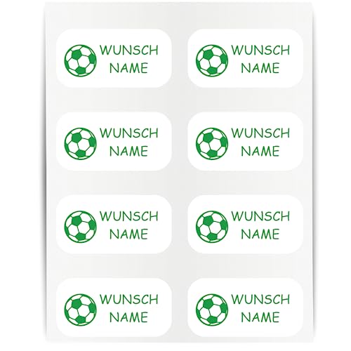 Namensaufkleber - 23x12mm für Wäscheetiketten - 60 Stück - grün - Fussball - Kleidung Namen Aufkleber Textilien - Schulkleidung Kleidungsetiketten - individuell personalisiert - kein Bügeln von Indigos