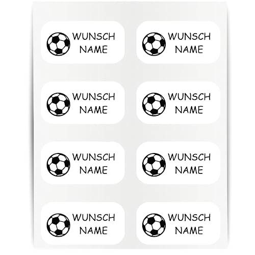 Namensaufkleber - 23x12mm für Wäscheetiketten - 60 Stück - schwarz - Fussball - Kleidung Namen Aufkleber Textilien - Schulkleidung Kleidungsetiketten - individuell personalisiert - kein Bügeln von Indigos