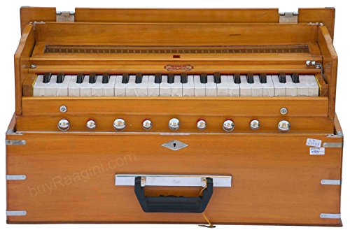 Harmonium BINA 23B, USA, professionell, faltbar, Safri, 3 1/2 Octaves, 9 Stops, Naturfarbe, Koppler, Doppelblatt, Nylontasche, indisches Musikinstrument, Kirtan (PDI-BIE) von Indofrance
