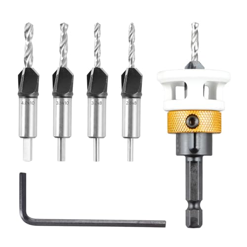 4 Stück Kegelsenker-Bohrer-Set, Bohrsenker mit Tiefenanschlag, Senker Holzbohrer mit 1/4" Hex Schaft,Bohrer Mit Senker aus HSS-M2 Präzise Bohrungen, für Holzverarbeitung 4 Stück Kegelsenker-Bohrer-Set, Bohrsenker mit Tiefenanschlag, Senker Holzbohrer mit 1/4" Hex Schaft,Bohrer Mit Senker aus HSS-M2 Präzise Bohrungen, für Holzverarbeitung von Indrnif