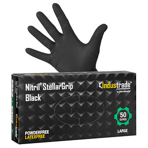 Industrade® unisex Einmalhandschuhe Nitril® StellarGrip Black schwarz Größe M 50 St. von Industrade®
