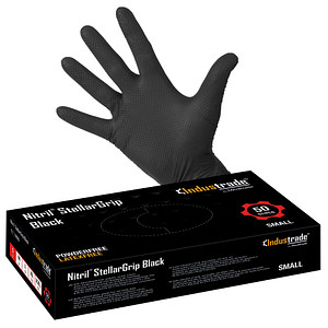 Industrade® unisex Einmalhandschuhe Nitril® StellarGrip Black schwarz Größe S 50 St. von Industrade®