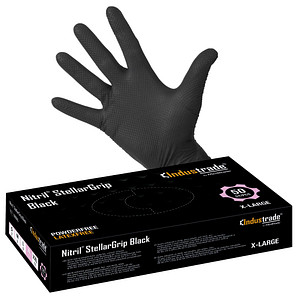 Industrade® unisex Einmalhandschuhe Nitril® StellarGrip Black schwarz Größe XL 50 St. von Industrade®