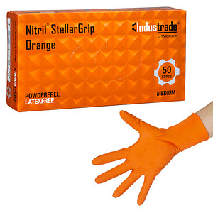 Industrade® unisex Einmalhandschuhe Nitril® StellarGrip Orange orange Größe M 50 St. von Industrade®