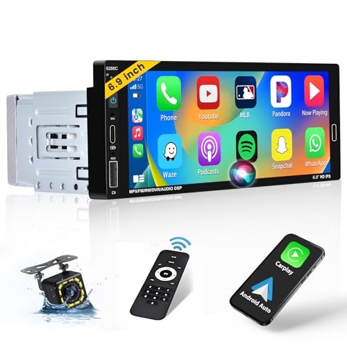 Inefala 6,9 Zoll Autoradio CarPlay 1 DIN mit Carplay Android Auto Mirror Link, Touchscreen Car Radio Bluetooth mit FM Radio USB/Typ-C SWC Rückfahrkamera & Mikrofon Inefala 6,9 Zoll Autoradio CarPlay 1 DIN mit Carplay Android Auto Mirror Link, Touchscreen Car Radio Bluetooth mit FM Radio USB/Typ-C SWC Rückfahrkamera & Mikrofon von Inefala