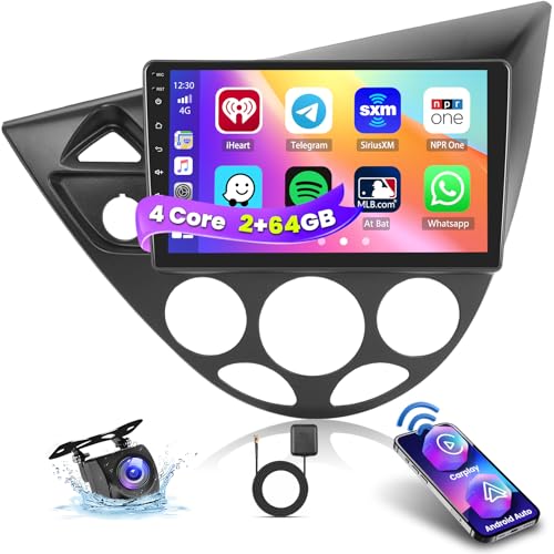 Inefala 9 Zoll Android 13 Autoradio für Ford Focus MK1 C170 1998-2005 2 DIN Bildschirm (2+64GB) mit Wireless CarPlay Android Auto FM RDS GPS Bluetooth Lenkrad Steuerung Rückfahrkamera von Inefala