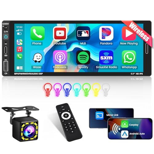 Inefala Autoradio mit Bildschirm 1 Din Unterstützung drahtlosem CarPlay und Android Auto, 6,9 Zoll Auto Radio Touch Display mit Bluetooth, Mirror Link FM SWC EQ, Typ C Schnellladung, Rückfahrkamera Inefala Autoradio mit Bildschirm 1 Din Unterstützung drahtlosem CarPlay und Android Auto, 6,9 Zoll Auto Radio Touch Display mit Bluetooth, Mirror Link FM SWC EQ, Typ C Schnellladung, Rückfahrkamera von Inefala
