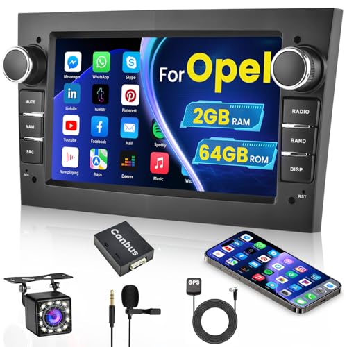 Inefala [Upgrade 2G+64G] Android 13 Autoradio für Opel Corsa Astra Antara Vectra Meriva Vivaro mit Mirror Link 7 Zoll Touchscreen GPS WiFi FM RDS Radio USB Mic Rückfahrkamera von Inefala