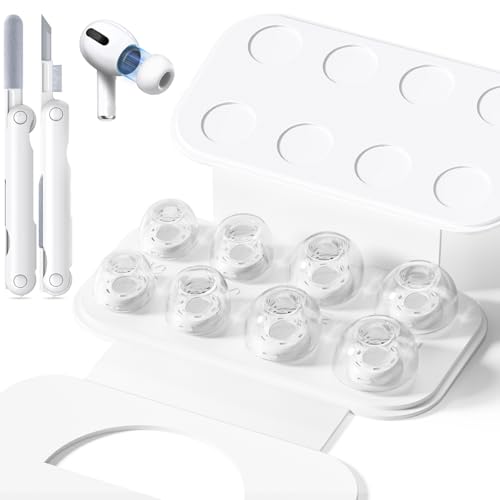 4 Pairs Replacement Ear Tips for Airpods Pro 1/2 with Hole for Noise Reduction, Silicone Earplugs for Airpods Pro with Cleaning Set & Portable Storage Box, Transparency 4 Pairs Replacement Ear Tips for Airpods Pro 1/2 with Hole for Noise Reduction, Silicone Earplugs for Airpods Pro with Cleaning Set & Portable Storage Box, Transparency von Inesore