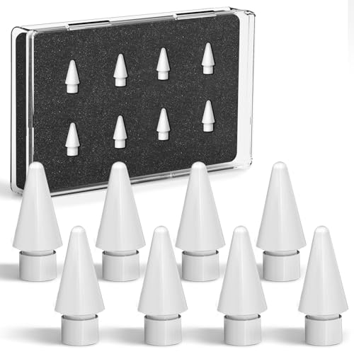 8 Pack Inesore Replacement Tips for Apple Pencil (2nd Generation) - Original Handling Nibs for Apple Pen 1st/2nd/USBC/Pro, Tip Set with Fine Point Control for iPad Pencil, White Stylus Accessorie von Inesore
