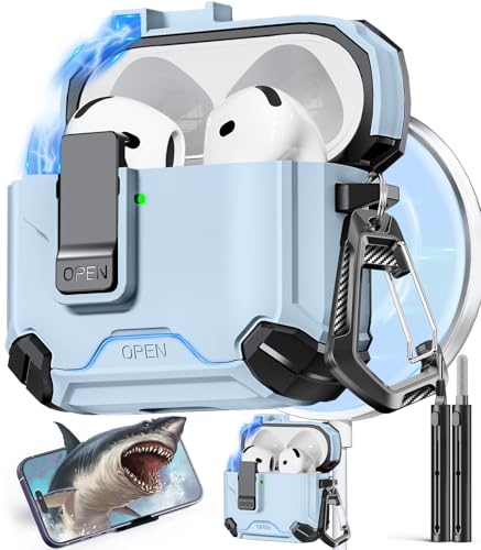 Inesore Kompatibel mit AirPods 4. Hülle mit Handy-Ständer und Reinigungsset, kompatibel mit Magsafe, magnetische automatische Verriegelung für Airpods 4 mit aktiver Geräuschunterdrückung, Inesore Kompatibel mit AirPods 4. Hülle mit Handy-Ständer und Reinigungsset, kompatibel mit Magsafe, magnetische automatische Verriegelung für Airpods 4 mit aktiver Geräuschunterdrückung, von Inesore