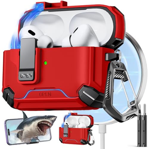 Inesore Kompatibel mit AirPods Pro 2. / 1. Generation, Schutzhülle mit Handy-Ständer und Reinigungsset, kompatibel mit Magsafe, magnetische, automatische Verriegelung für iPod Pro Ladehülle Inesore Kompatibel mit AirPods Pro 2. / 1. Generation, Schutzhülle mit Handy-Ständer und Reinigungsset, kompatibel mit Magsafe, magnetische, automatische Verriegelung für iPod Pro Ladehülle von Inesore