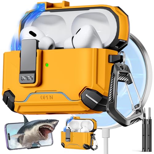 Inesore Kompatibel mit AirPods Pro 2. / 1. Generation, Schutzhülle mit Handy-Ständer und Reinigungsset, kompatibel mit Magsafe, magnetische, automatische Verriegelung für iPod Pro Ladehülle Inesore Kompatibel mit AirPods Pro 2. / 1. Generation, Schutzhülle mit Handy-Ständer und Reinigungsset, kompatibel mit Magsafe, magnetische, automatische Verriegelung für iPod Pro Ladehülle von Inesore