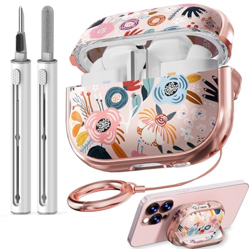 Schutzhülle mit Sicherheitsverschluss für Samsung Galaxy Buds Pro 3 und Galaxy Buds 3, Schutzhülle mit Reinigungsset und Schlüsselanhänger, weiches TPU, niedliches Blumenmuster, für Damen, Mädchen, Schutzhülle mit Sicherheitsverschluss für Samsung Galaxy Buds Pro 3 und Galaxy Buds 3, Schutzhülle mit Reinigungsset und Schlüsselanhänger, weiches TPU, niedliches Blumenmuster, für Damen, Mädchen, von Inesore