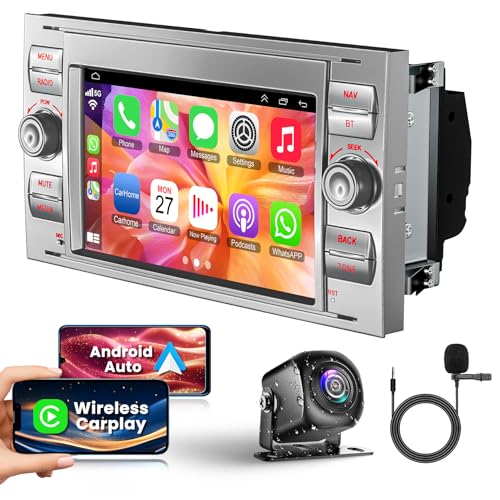 Android 13 Autoradio, für Ford Fiesta Focus Mondeo Transit Kuga C-Max S-Max, 7 Zoll Touchscreen Radio, mit GPS Navigation WiFi Bluetooth Mirror Link FM RDS Split Screen, Rückfahrkamera(2+32GB) Silver von Inexaccessories