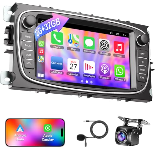 Android Car Stereo for Ford Focus II C-MAX S-MAX Galaxy II Kuga Mondeo Built in Wireless CarPlay Android Car Radio, Bluetooth Audio Receiver 7 Inch Screen GPS Navigation Reversing Camera WiFi FM RDS Android Car Stereo for Ford Focus II C-MAX S-MAX Galaxy II Kuga Mondeo Built in Wireless CarPlay Android Car Radio, Bluetooth Audio Receiver 7 Inch Screen GPS Navigation Reversing Camera WiFi FM RDS von Inexaccessories