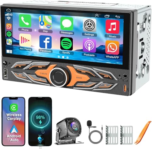 Doppeltes Autoradio kompatibel mit kabellosem CarPlay, Autoradio mit 6,8-Zoll-IPS-Touchscreen, Auto-Bluetooth, FM-AM-Radio, GPS-Navigation, Typ-C/Dual-USB 2.1A-Schnellladung/Rückfahrkamera, Auto-MP5 Doppeltes Autoradio kompatibel mit kabellosem CarPlay, Autoradio mit 6,8-Zoll-IPS-Touchscreen, Auto-Bluetooth, FM-AM-Radio, GPS-Navigation, Typ-C/Dual-USB 2.1A-Schnellladung/Rückfahrkamera, Auto-MP5 von Inexaccessories