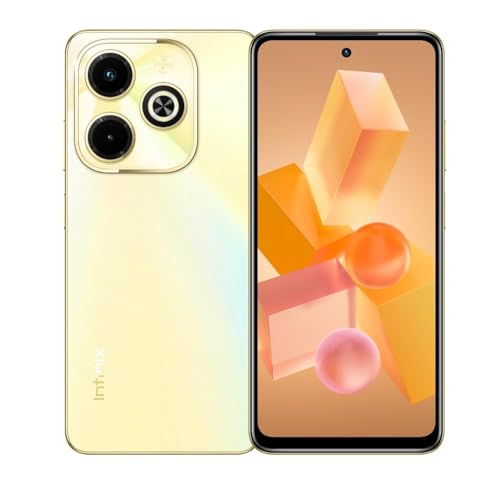 Infinix Hot 40i (RAM: 4 + 4 GB, ROM: 128 GB), 16,8 cm (6,6 Zoll) HD+ Display, 50 MP Dual-KI-Rückkamera, 32 MP kristallklare Frontkamera, 5000 mAh Akku mit 18 W Schnellladung – Horizon Gold Farbe von Infinix