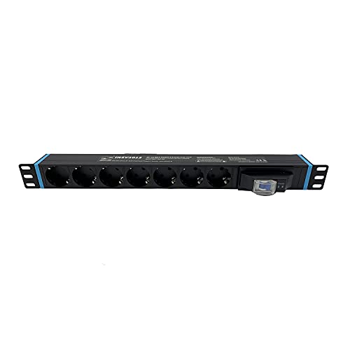 Infitronic - INSV1012 – 19 Zoll 7 Fachs Steckdosenleiste Stromverteiler 1 HE mit Leitungsschutzschalter/FI/LS Schalter von Infitronic