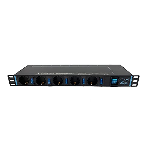 Infitronic - INSV1013A -19 Zoll 1HE 13 Fachs Steckdosenleiste Stromverteiler Netzwerkschrank-Steckdosenleiste einzeln Schaltbar mit Überspannungsschutz von Infitronic