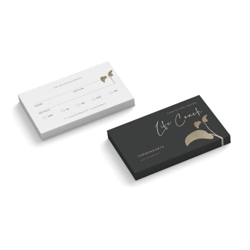 Personalisierte Terminkarten | Life Coach | Lebensberatung | 2-seitig | Menge + Farbe wählbar | Terminzettel | nächster Termin | Praxis | Wellness | Ergotherapie | Physio (Dunkelgrau, 1000 Stück) von Infowerk
