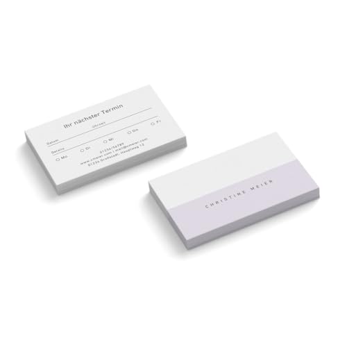 Personalisierte Terminkarten | Pastellfarben | Zweifarbig | 2-seitig | Menge + Farbe wählbar | Terminzettel | nächster Termin | Praxis | Beratung | Therapie | Kosmetik (Weiß, 500 Stück) von Infowerk