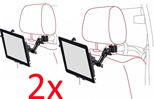 Infuu Holders 2X Set 360° Kopfstützen-Halterung für Apple iPad 1 2 3 4 Air Galaxy Tab Note Tablet-PC KFZ Auto Stange universal Carbon Design 007-x2 von Infuu Holders