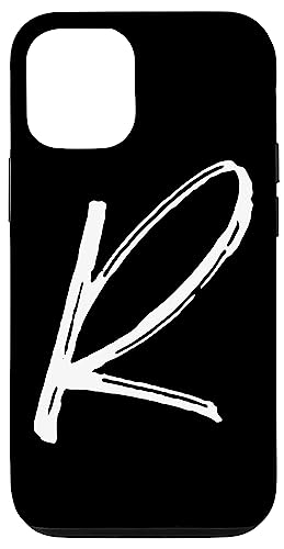 Hülle für iPhone 12/12 Pro Buchstabe R Handyhülle Schwarz Kalligraphie Monogramm Initiale R von Initials Monogram Letters Vintage Design Studio