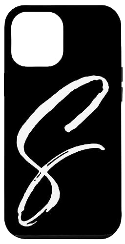 Hülle für iPhone 14 Pro Max Buchstabe S Handyhülle Schwarz Kalligraphie Monogramm Initiale S von Initials Monogram Letters Vintage Design Studio