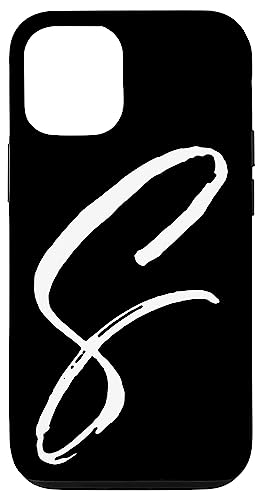 Hülle für iPhone 15 Buchstabe S Handyhülle Schwarz Kalligraphie Monogramm Initiale S von Initials Monogram Letters Vintage Design Studio